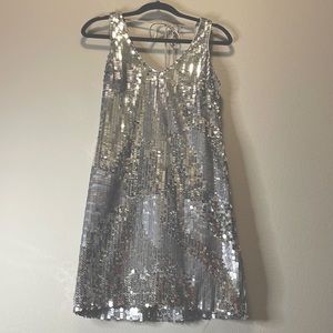 Silver sequin mini dress